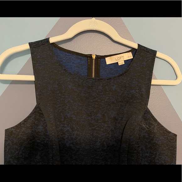 6P Loft Dark Shimmer Blue Cocktail Dress - Picture 3 of 6